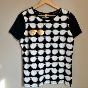 Karl Lagerfeld Paris Sunglasses Print Tee Black and White Graphic Women’s XS